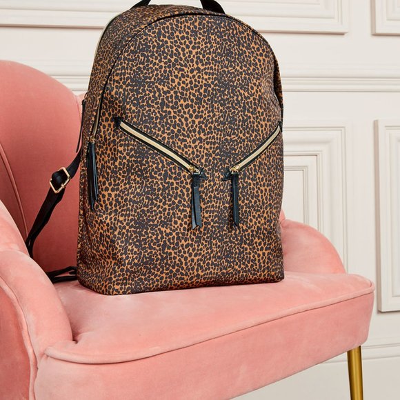 Stella & Dot Lady Boss Backpack in leopard print - Picture 7 of 9